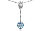 Star K 6mm Genuine Sky Blue Topaz Heart Arrow Bar Pendant Necklace