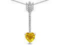 Star K 6mm Genuine Citrine Heart Arrow Bar Pendant Necklace