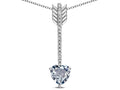 Star K 6mm Genuine Aquamarine Heart Arrow Bar Pendant Necklace