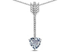 Star K 6mm Genuine Aquamarine Heart Arrow Bar Pendant Necklace