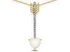 Star K 6mm Genuine Opal Heart Arrow Bar Pendant Necklace