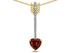 Star K 6mm Genuine Garnet Heart Arrow Bar Pendant Necklace