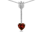 Star K 6mm Genuine Garnet Heart Arrow Bar Pendant Necklace