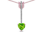Star K 6mm Genuine Peridot Heart Arrow Bar Pendant Necklace