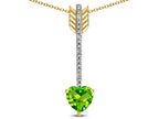 Star K 6mm Genuine Peridot Heart Arrow Bar Pendant Necklace