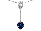 Star K 6mm Created Sapphire Heart Arrow Bar Pendant Necklace