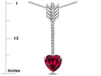 Star K 6mm Created Ruby Heart Arrow Bar Pendant Necklace