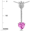 Star K 6mm Created Pink Sapphire Heart Arrow Bar Pendant Necklace
