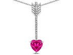 Star K 6mm Simulated Pink Tourmaline Heart Arrow Bar Pendant Necklace