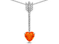Star K 6mm Simulated Orange Mexican Fire Opal Heart Arrow Bar Pendant Necklace