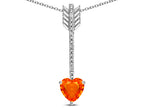 Star K 6mm Simulated Orange Mexican Fire Opal Heart Arrow Bar Pendant Necklace