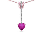 Star K 6mm Created Star Ruby Heart Arrow Bar Pendant Necklace