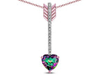Star K 6mm Rainbow Mystic Topaz Heart Arrow Bar Pendant Necklace