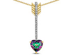 Star K 6mm Rainbow Mystic Topaz Heart Arrow Bar Pendant Necklace