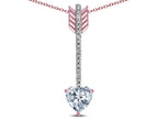 Star K 6mm Genuine White Topaz Heart Arrow Bar Pendant Necklace