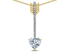 Star K 6mm Genuine White Topaz Heart Arrow Bar Pendant Necklace