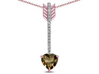 Star K 6mm Genuine Smoky Quartz Heart Arrow Bar Pendant Necklace