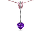 Star K 6mm Genuine Amethyst Heart Arrow Bar Pendant Necklace
