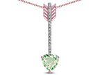 Star K 6mm Genuine Green Amethyst Heart Arrow Bar Pendant Necklace