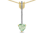 Star K 6mm Genuine Green Amethyst Heart Arrow Bar Pendant Necklace