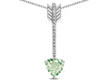 Star K 6mm Genuine Green Amethyst Heart Arrow Bar Pendant Necklace