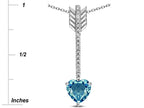Star K 6mm Genuine Blue Topaz Heart Arrow Bar Pendant Necklace