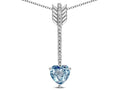 Star K 6mm Genuine Sky Blue Topaz Heart Arrow Bar Pendant Necklace