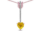 Star K 6mm Genuine Citrine Heart Arrow Bar Pendant Necklace