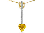 Star K 6mm Genuine Citrine Heart Arrow Bar Pendant Necklace