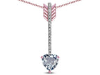 Star K 6mm Genuine Aquamarine Heart Arrow Bar Pendant Necklace