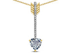 Star K 6mm Genuine Aquamarine Heart Arrow Bar Pendant Necklace