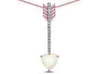 Star K 6mm Genuine Opal Heart Arrow Bar Pendant Necklace