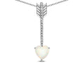 Star K 6mm Genuine Opal Heart Arrow Bar Pendant Necklace