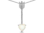 Star K 6mm Genuine Opal Heart Arrow Bar Pendant Necklace