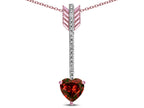 Star K 6mm Genuine Garnet Heart Arrow Bar Pendant Necklace