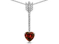 Star K 6mm Genuine Garnet Heart Arrow Bar Pendant Necklace