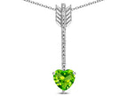 Star K 6mm Genuine Peridot Heart Arrow Bar Pendant Necklace