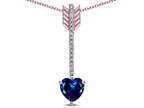 Star K 6mm Created Sapphire Heart Arrow Bar Pendant Necklace