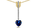 Star K 6mm Created Sapphire Heart Arrow Bar Pendant Necklace
