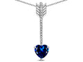 Star K 6mm Created Sapphire Heart Arrow Bar Pendant Necklace