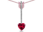 Star K 6mm Created Ruby Heart Arrow Bar Pendant Necklace