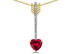 Star K 6mm Created Ruby Heart Arrow Bar Pendant Necklace