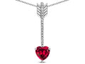 Star K 6mm Created Ruby Heart Arrow Bar Pendant Necklace