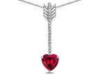 Star K 6mm Created Ruby Heart Arrow Bar Pendant Necklace