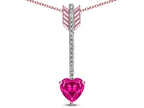 Star K 6mm Simulated Pink Tourmaline Heart Arrow Bar Pendant Necklace