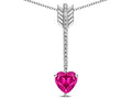 Star K 6mm Simulated Pink Tourmaline Heart Arrow Bar Pendant Necklace