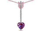Star K 6mm Simulated Alexandrite Heart Arrow Bar Pendant Necklace