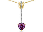 Star K 6mm Simulated Alexandrite Heart Arrow Bar Pendant Necklace