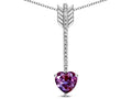 Star K 6mm Simulated Alexandrite Heart Arrow Bar Pendant Necklace