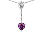 Star K 6mm Simulated Alexandrite Heart Arrow Bar Pendant Necklace